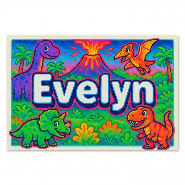 Evelyn Name Art - Dinosaur Adventure Personalized Wall Art