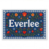 Everlee Name Art - Floral Farmhouse personalized wall print for kids