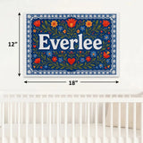 Everlee Name Art - Floral Farmhouse personalized wall print for kids
