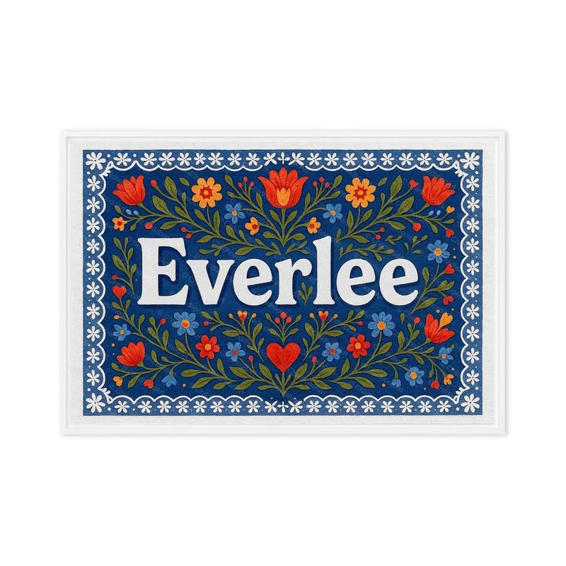 Everlee Name Art - Floral Farmhouse personalized wall print for kids