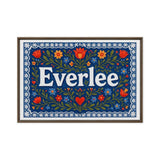 Everlee Name Art - Floral Farmhouse personalized wall print for kids