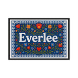 Everlee Name Art - Floral Farmhouse personalized wall print for kids