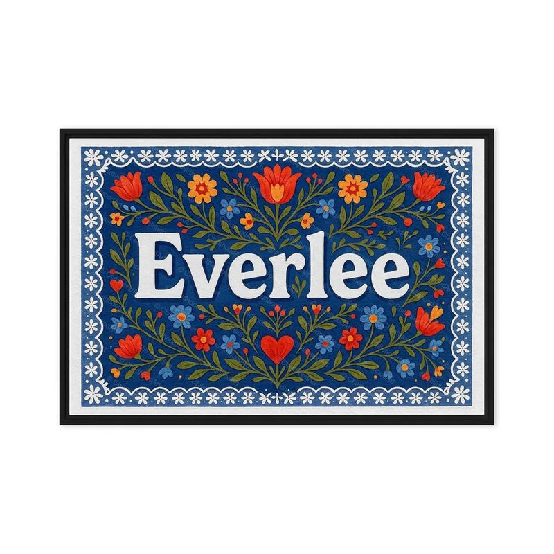 Everlee Name Art - Floral Farmhouse personalized wall print for kids