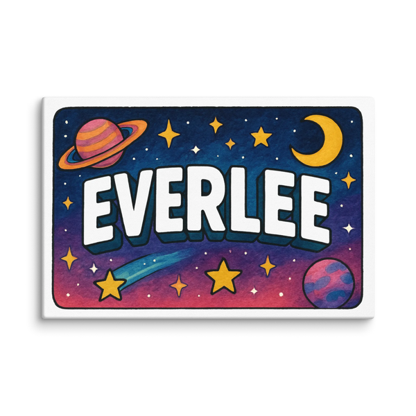 Everlee Name Art - Space Explorers Personalized Wall Art