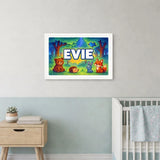 Evie Name Art - Forest Friends personalized wall print for kids