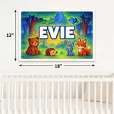 Evie Name Art - Forest Friends personalized wall print for kids