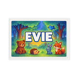 Evie Name Art - Forest Friends personalized wall print for kids