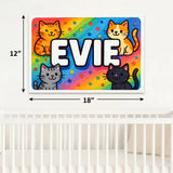 Evie Name Art - Colorful Cats personalized wall print for kids