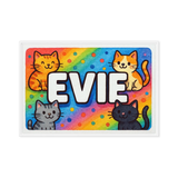 Evie Name Art - Colorful Cats personalized wall print for kids