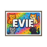 Evie Name Art - Colorful Cats personalized wall print for kids