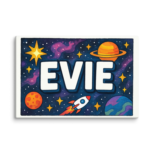 Custom Evie wall art with Space explorers illustration