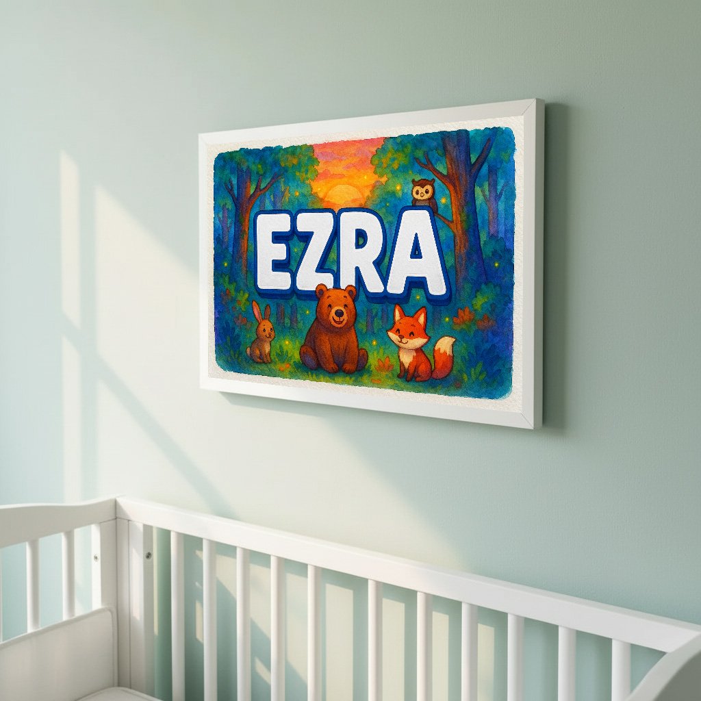 Personalized name art for Ezra