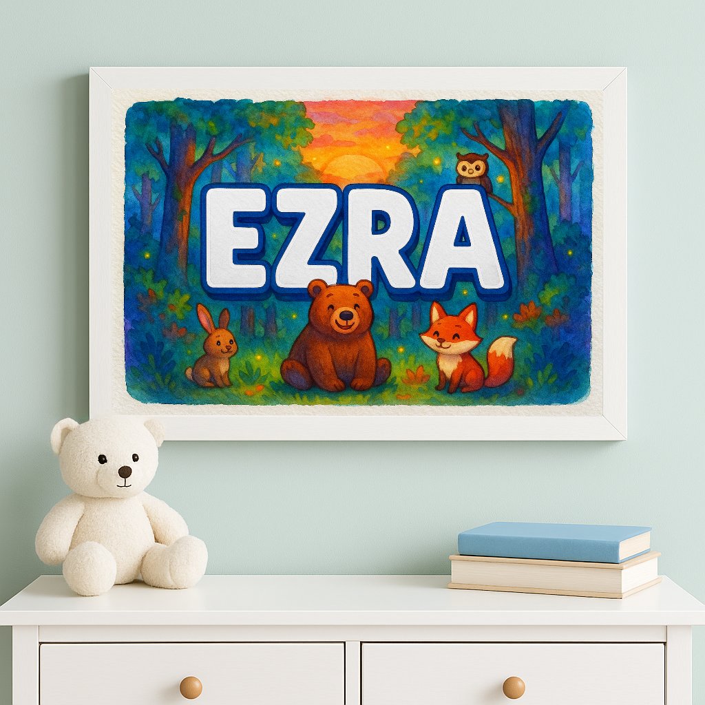 Personalized name art for Ezra