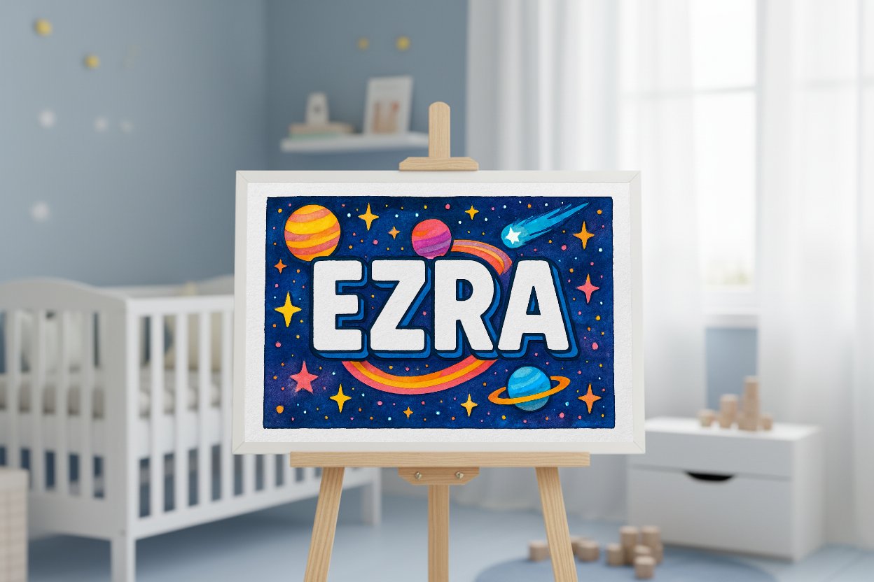 Personalized name art for Ezra