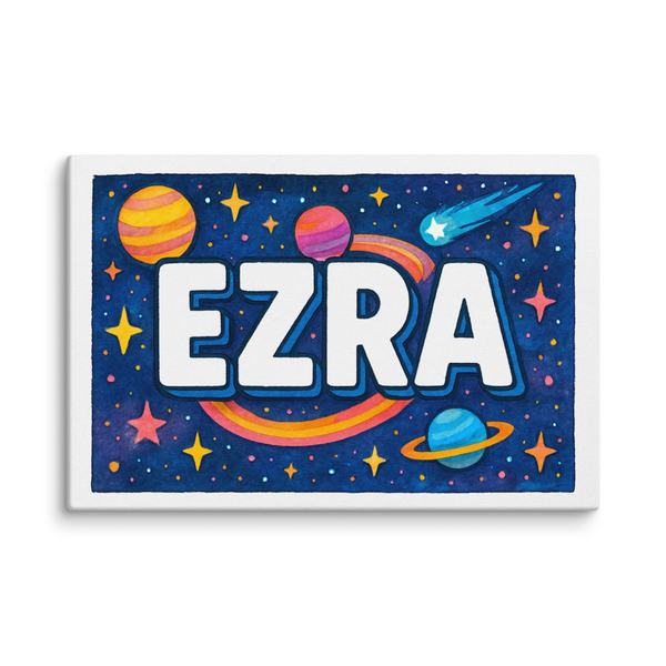 Ezra Name Art - Space Explorers Personalized Wall Art