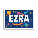 Ezra Name Art - Space Explorers personalized wall print for kids