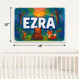 Ezra Name Art - Forest Friends personalized wall print for kids