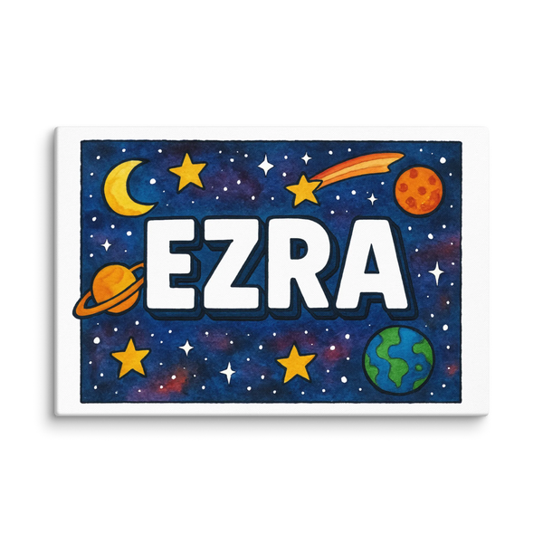 Ezra Name Art - Space Explorers Personalized Wall Art