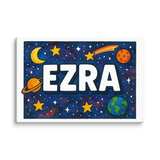 Ezra Name Art - Space Explorers personalized wall print for kids