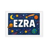 Ezra Name Art - Space Explorers personalized wall print for kids