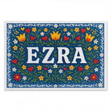 Ezra Name Art - Floral Farmhouse personalized wall print for kids