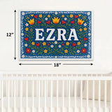 Ezra Name Art - Floral Farmhouse personalized wall print for kids