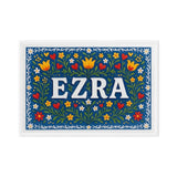 Ezra Name Art - Floral Farmhouse personalized wall print for kids