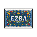 Ezra Name Art - Floral Farmhouse personalized wall print for kids