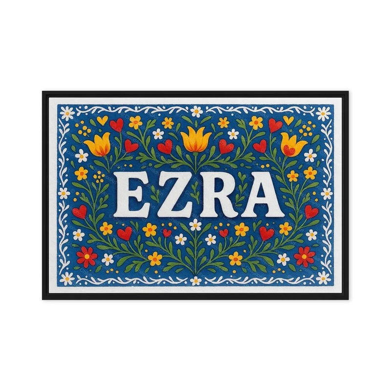 Ezra Name Art - Floral Farmhouse personalized wall print for kids