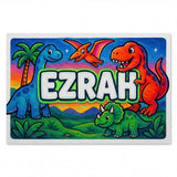 Ezrah Name Art - Dinosaur Adventure personalized wall print for kids