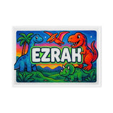 Ezrah Name Art - Dinosaur Adventure personalized wall print for kids