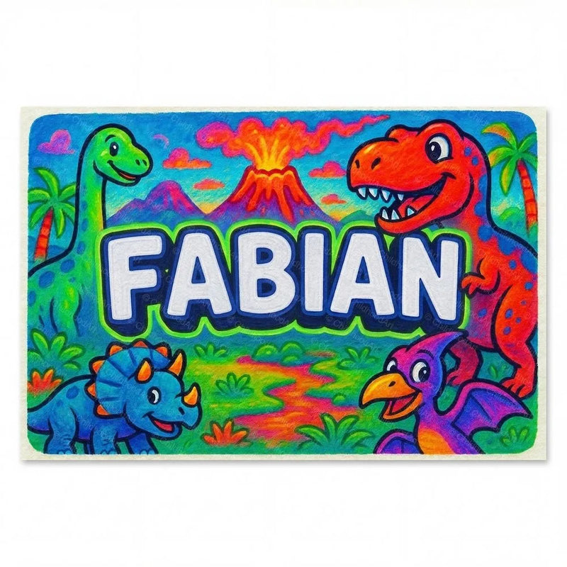 Fabian Name Art - Dinosaur Adventure personalized wall print for kids
