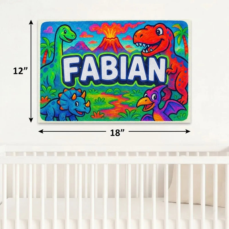 Fabian Name Art - Dinosaur Adventure personalized wall print for kids