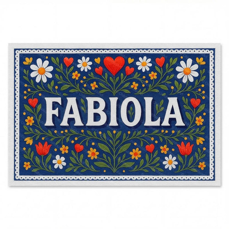 Fabiola Name Art - Floral Farmhouse personalized wall print for kids