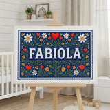 Fabiola Name Art - Floral Farmhouse personalized wall print for kids