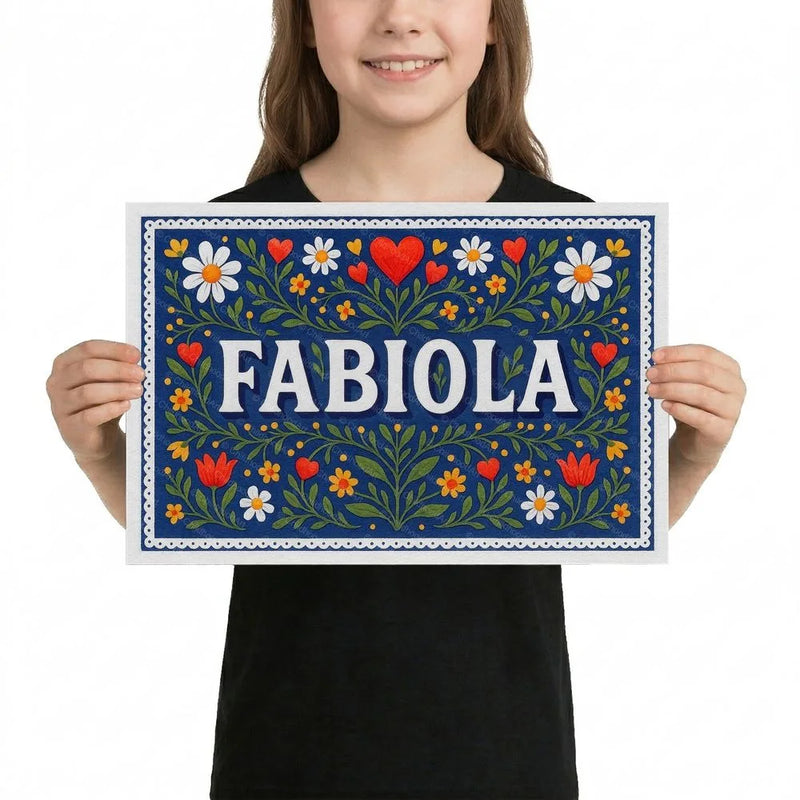 Fabiola Name Art - Floral Farmhouse personalized wall print for kids