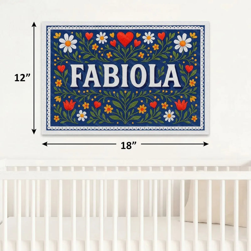 Fabiola Name Art - Floral Farmhouse personalized wall print for kids