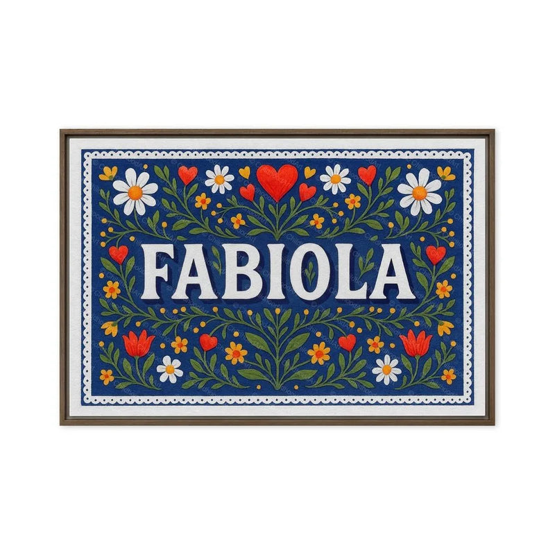 Fabiola Name Art - Floral Farmhouse personalized wall print for kids