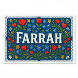 Farrah Name Art - Floral Farmhouse personalized wall print for kids
