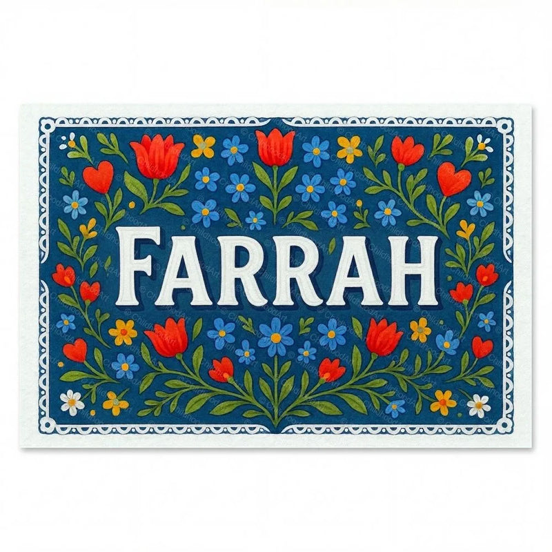 Farrah Name Art - Floral Farmhouse personalized wall print for kids