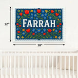 Farrah Name Art - Floral Farmhouse personalized wall print for kids