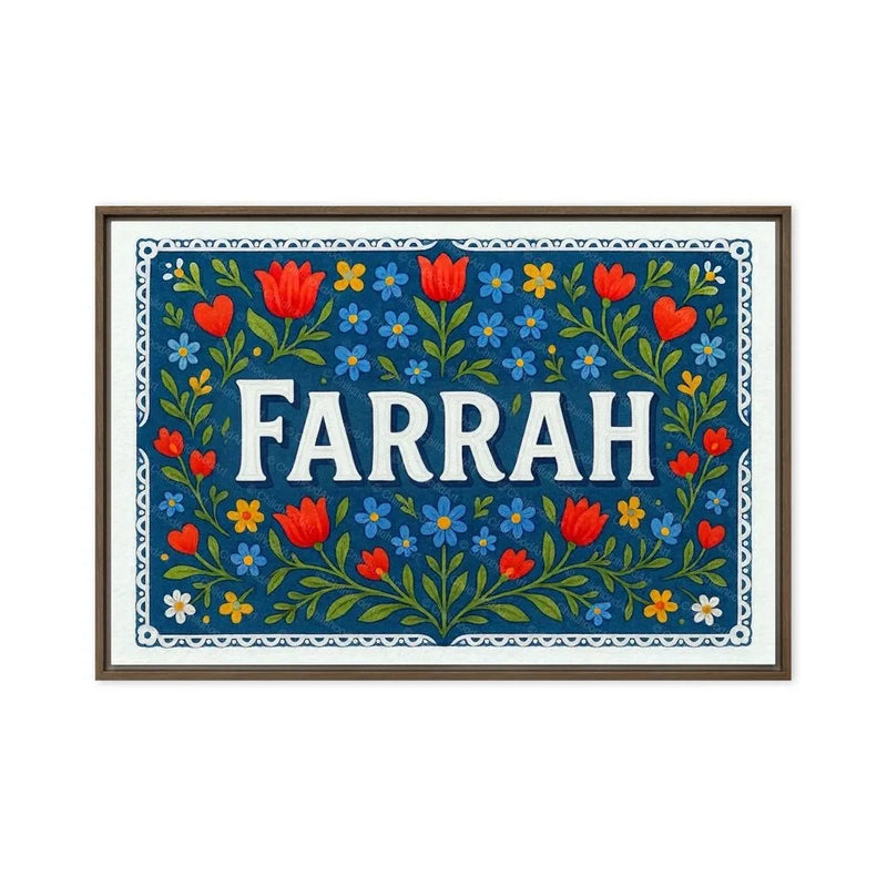 Farrah Name Art - Floral Farmhouse personalized wall print for kids