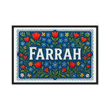 Farrah Name Art - Floral Farmhouse personalized wall print for kids