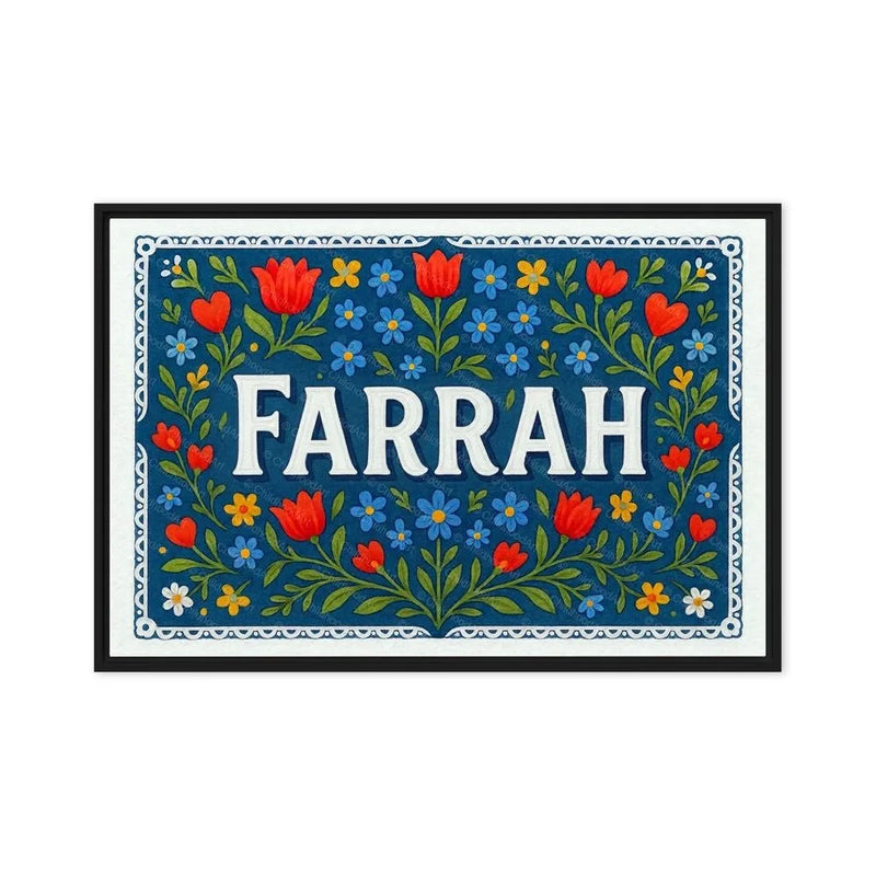 Farrah Name Art - Floral Farmhouse personalized wall print for kids