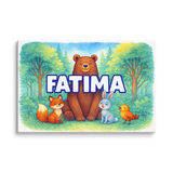 Fatima Name Art - Forest Friends personalized wall print for kids