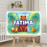 Fatima Name Art - Forest Friends personalized wall print for kids