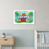 Fatima Name Art - Forest Friends personalized wall print for kids