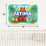 Fatima Name Art - Forest Friends personalized wall print for kids