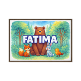 Fatima Name Art - Forest Friends personalized wall print for kids