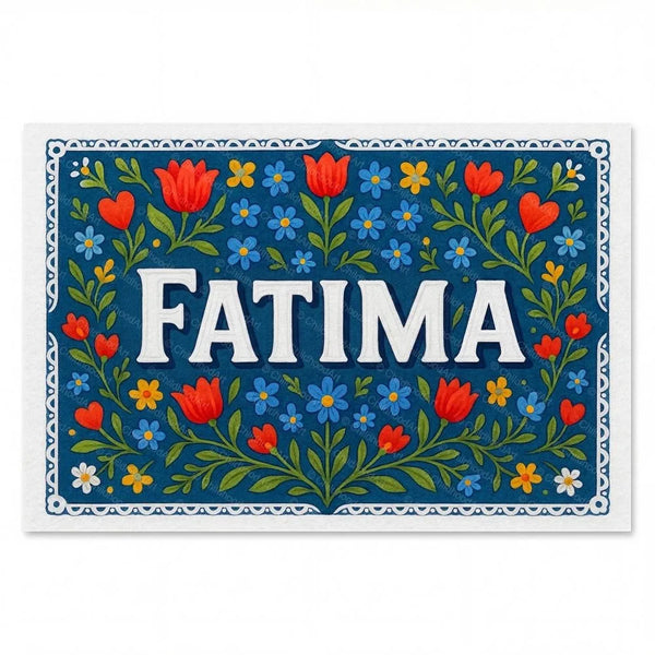 Fatima Name Art - Floral Farmhouse Personalized Wall Art